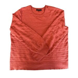 Love Ellie Womens XL Coral Orange Textured Knit Crewneck Sweater Long Sleeve Top